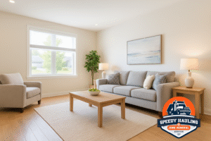 Clutter-free living room in Tampa after junk removal service by Speedy Hauling
