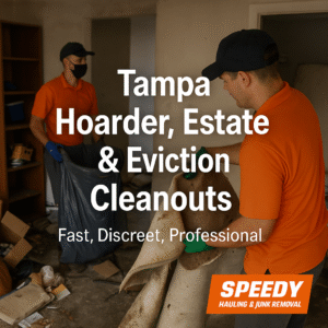 Speedy Hauling & Junk Removal crew performing a hoarder, estate, and eviction cleanout service in Tampa — fast, discreet, and professional.