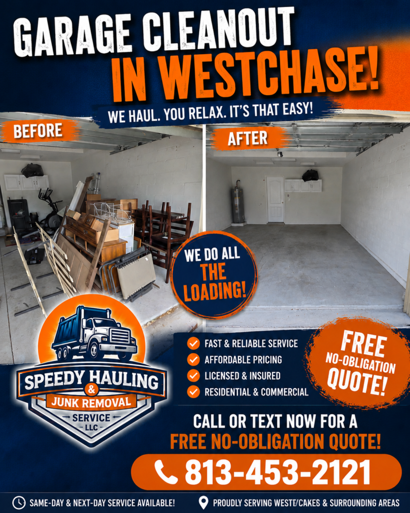 Garage cleanout service in Westchase Florida HOA community
